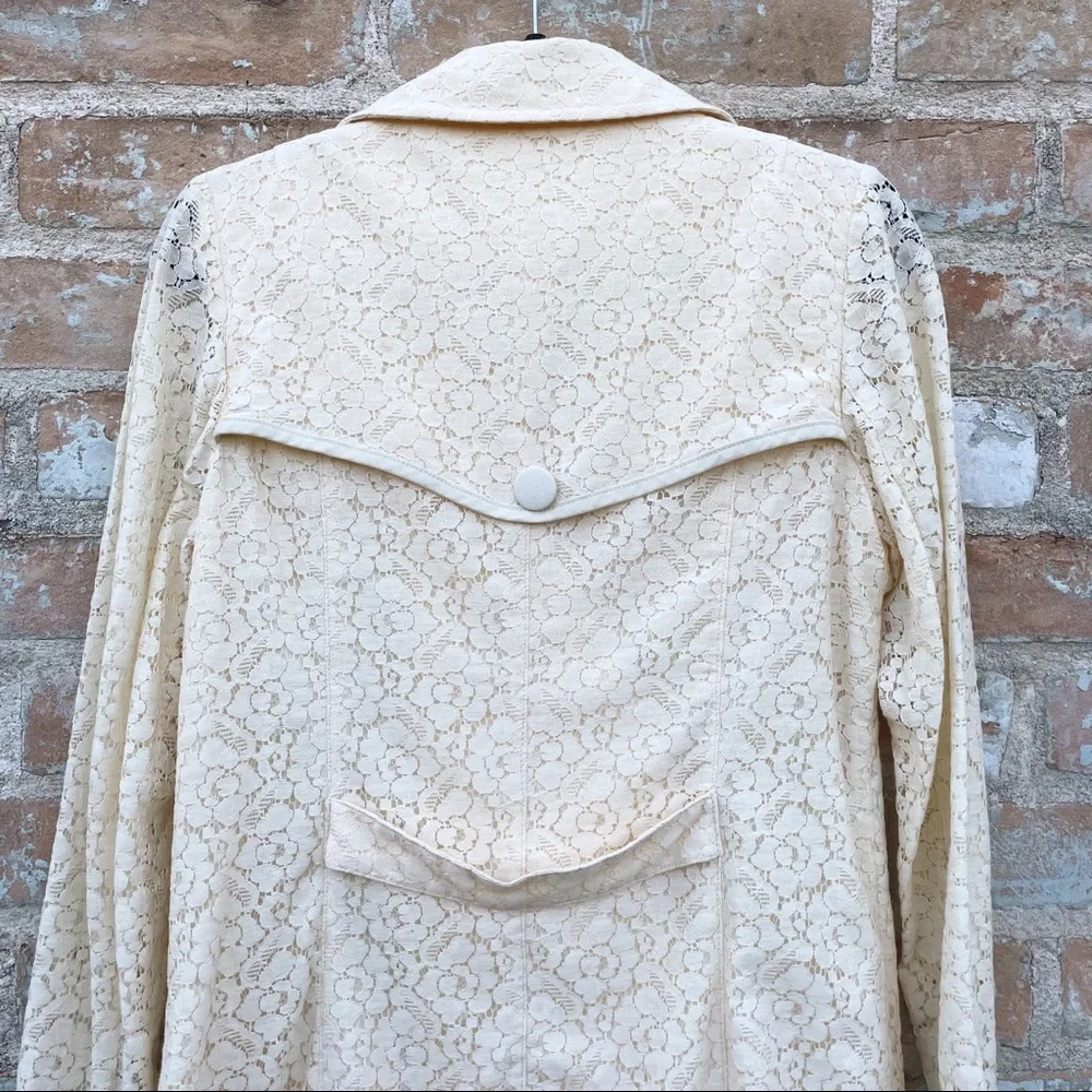 Chelsea 28 Trench Coat Ivory Cream Lace Double Breasted Long Jacket - Picture 11 of 14
